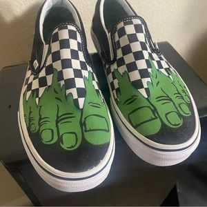 Vans x Marvel HULK CHECKERBOARD Shoes Mens Size 9 CLASSIC SLIP ON Checkers